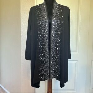 NWT‎ Gardy Black Embellished with Rhinestones Open Front  Cardigan Size Med